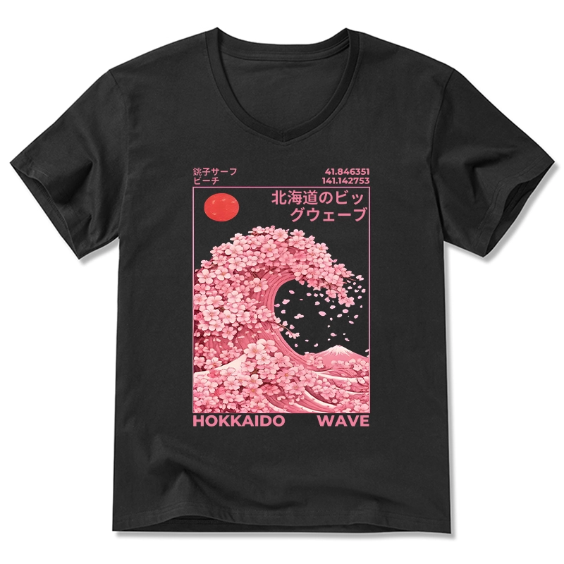 Tokyo-Tiger Sakura Wave V-Neck Classic T-Shirt