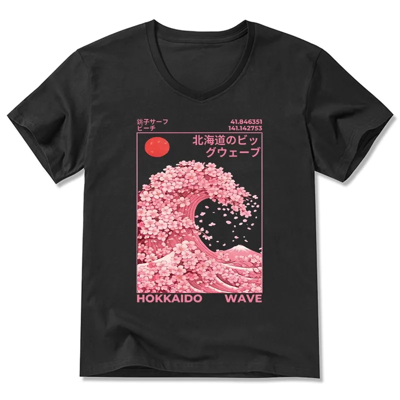 Tokyo-Tiger Sakura Wave V-Neck Classic T-Shirt