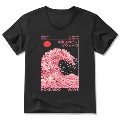 Tokyo-Tiger Sakura Wave V-Neck Classic T-Shirt
