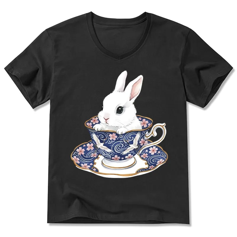 Tokyo-Tiger Cute Rabbit Tea Set V-Neck Classic T-Shirt