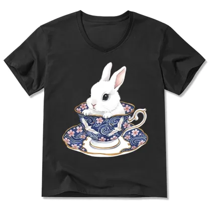 Tokyo-Tiger Cute Rabbit Tea Set V-Neck Classic T-Shirt