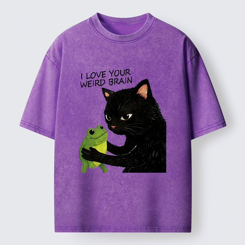 Tokyo-Tiger Cat Eats Frog Washed T-Shirt