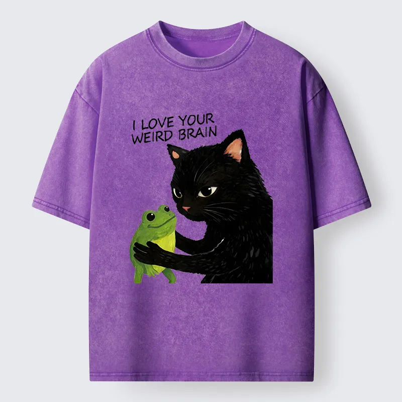 Tokyo-Tiger Cat Eats Frog Washed T-Shirt