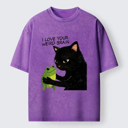 Tokyo-Tiger Cat Eats Frog Washed T-Shirt