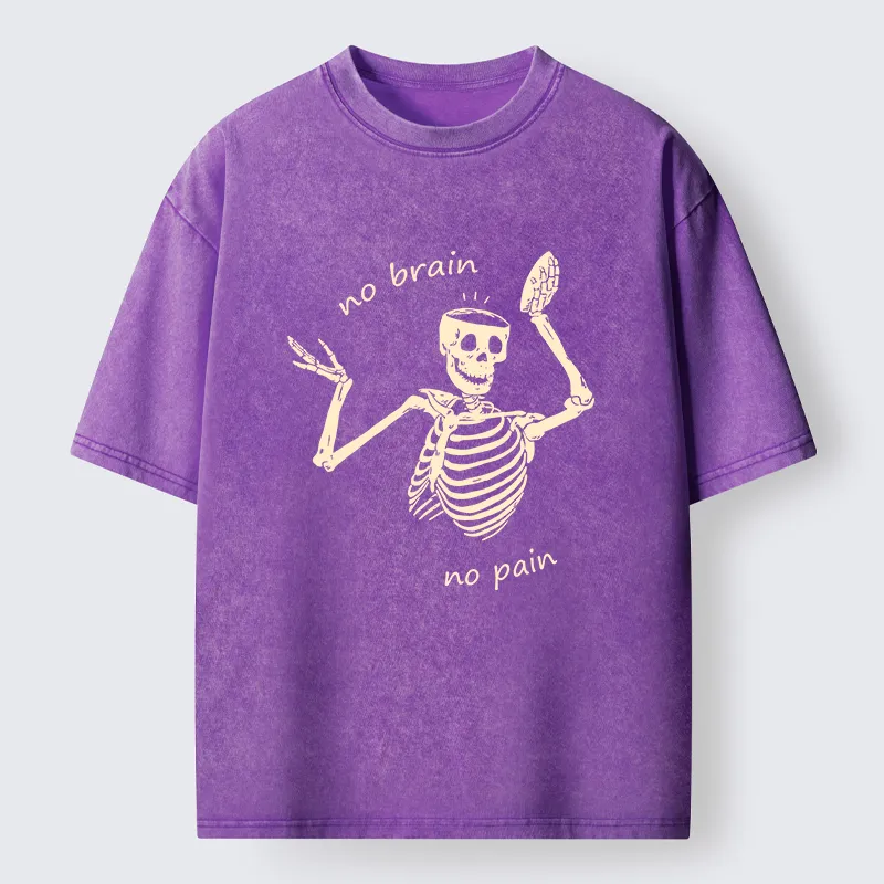 Tokyo-Tiger Skeletons Feel No Pain Washed T-Shirt