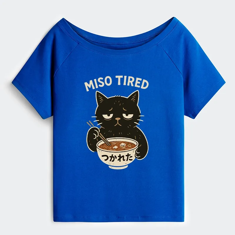 Tokyo-Tiger I’m So Tired Off Shoulder T-Shirt