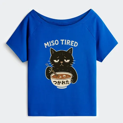 Tokyo-Tiger I’m So Tired Off Shoulder T-Shirt