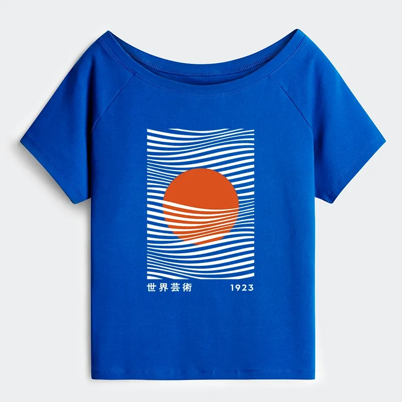 Tokyo-Tiger Minimalist Art Sun Off Shoulder T-Shirt