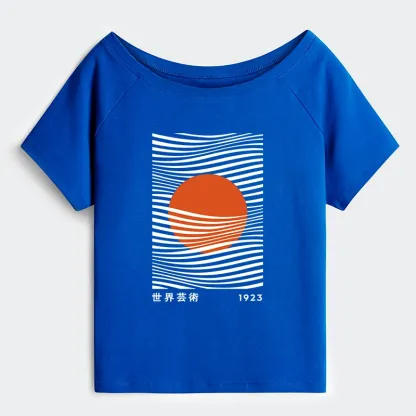 Tokyo-Tiger Minimalist Art Sun Off Shoulder T-Shirt