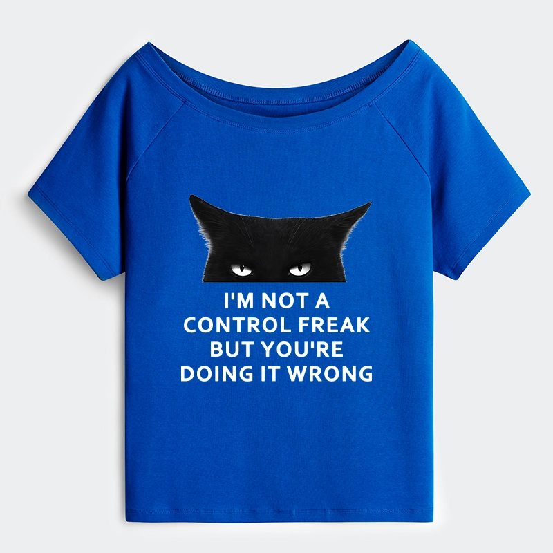 Tokyo-Tiger Control Freak Funny Off Shoulder T-Shirt