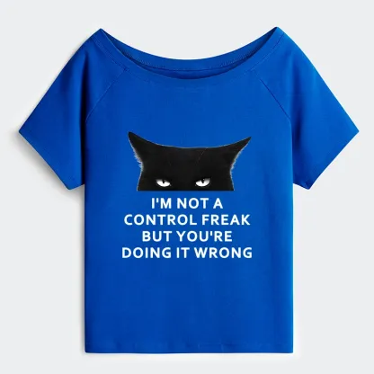 Tokyo-Tiger Control Freak Funny Off Shoulder T-Shirt