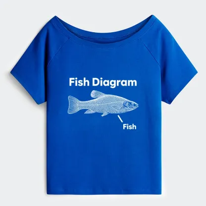 Tokyo-Tiger A Funny Guide to Fish Meme Off Shoulder T-Shirt