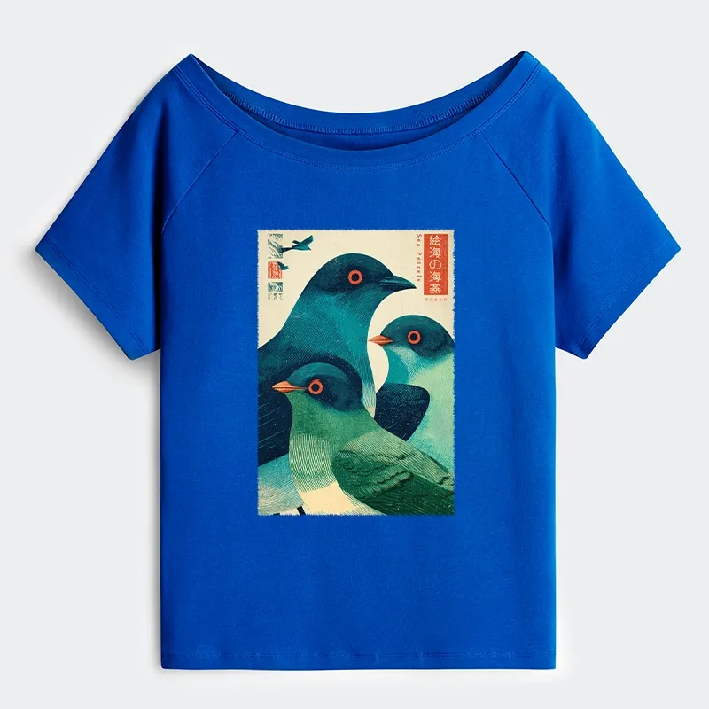 Tokyo-Tiger Petrels Of The Painted Sea Off Shoulder T-Shirt