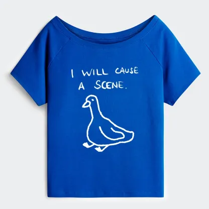 Tokyo-Tiger Stupid Goose Funny Japan Retro Off Shoulder T-Shirt