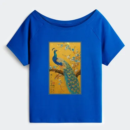 Tokyo-Tiger The Peacock's Silent Elegance Off Shoulder T-Shirt