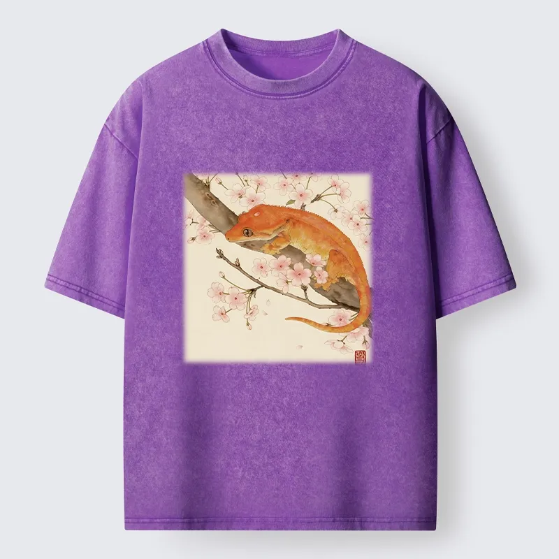 Tokyo-Tiger Sakura Gecko Japanese Washed T-Shirt