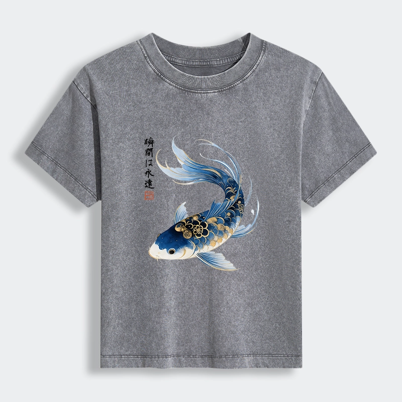 Tokyo-Tiger Elegant Koi Fish Watercolor Art Women's Washed T-shirt