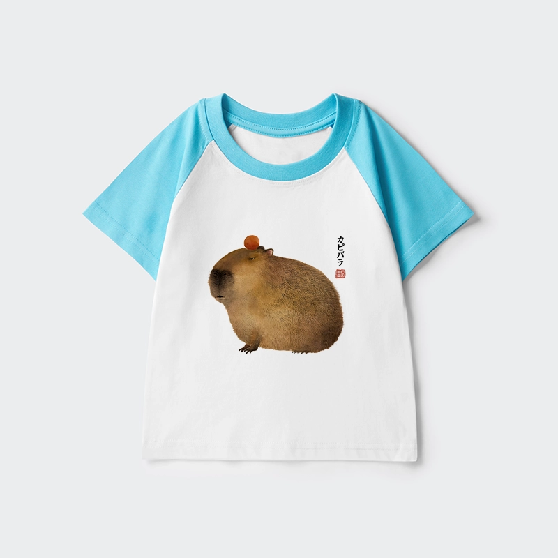 Tokyo-Tiger Calm Capybara Illustration Kids Raglan T-shirt