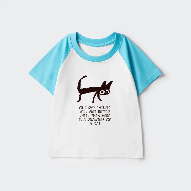 Tokyo-Tiger Cat Cheer Up Drawing Kids Raglan T-shirt