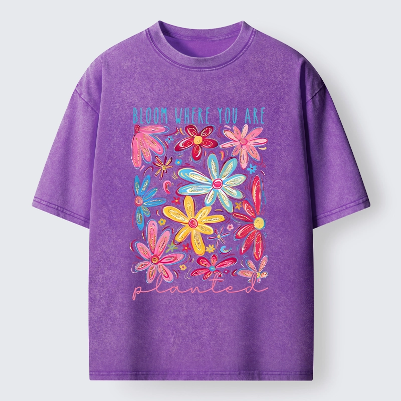Tokyo-Tiger Positive Flower Vibe Washed T-Shirt