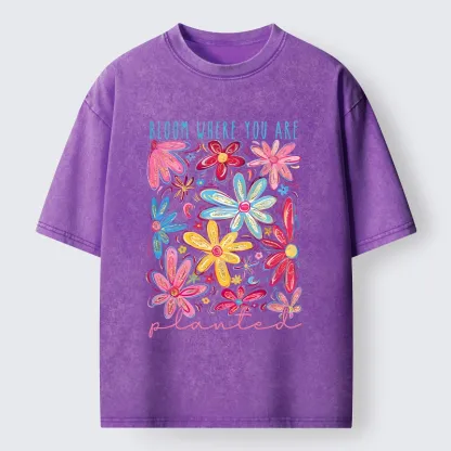 Tokyo-Tiger Positive Flower Vibe Washed T-Shirt