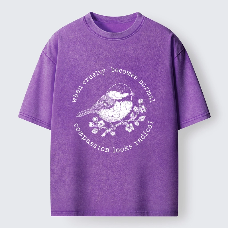 Tokyo-Tiger Anti Cruelty Bird Washed T-Shirt