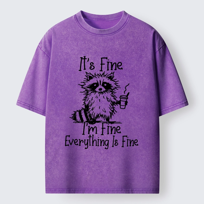 Tokyo-Tiger Raccoon Fine Meme Washed T-Shirt