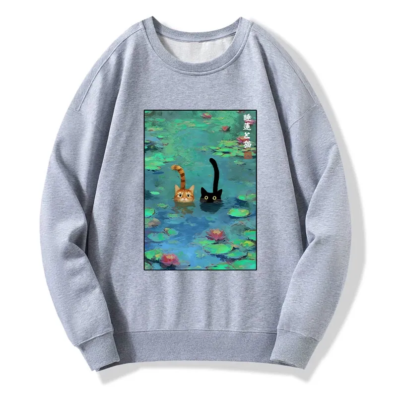 Tokyo-Tiger Funny Cats Swimming In Lilies Classic Sweatshirt