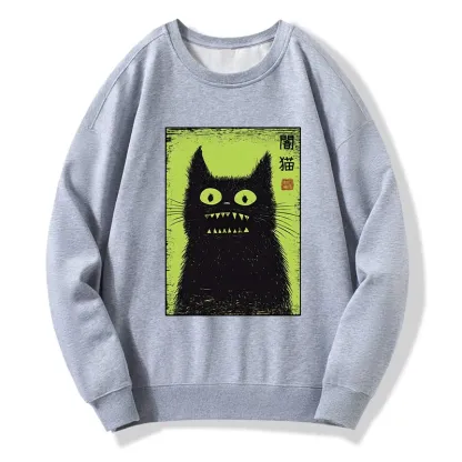 Tokyo-Tiger Spooky Black Cat Japanese Classic Sweatshirt