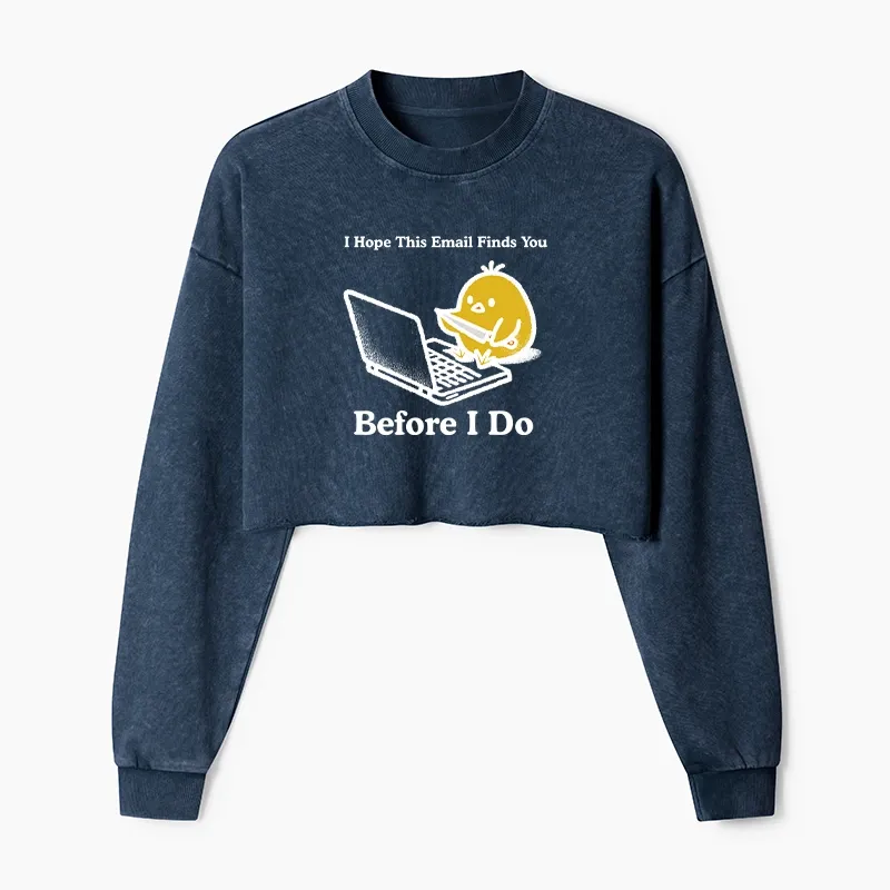 Tokyo-Tiger Chicken Knife Email Meme Washed Crop Sweatshirt