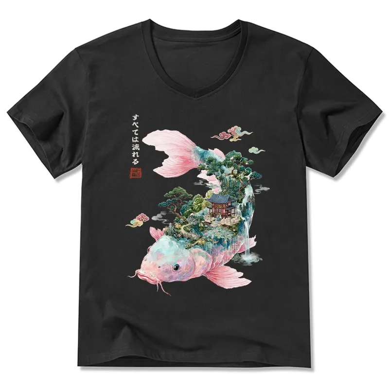 Tokyo-Tiger Journey Of The Flowing Koi V-Neck Classic T-Shirt Sale