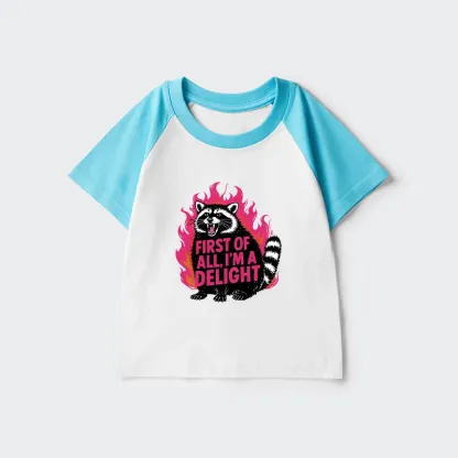 Tokyo-Tiger Angry Raccoon Funny Kids Raglan T-shirt