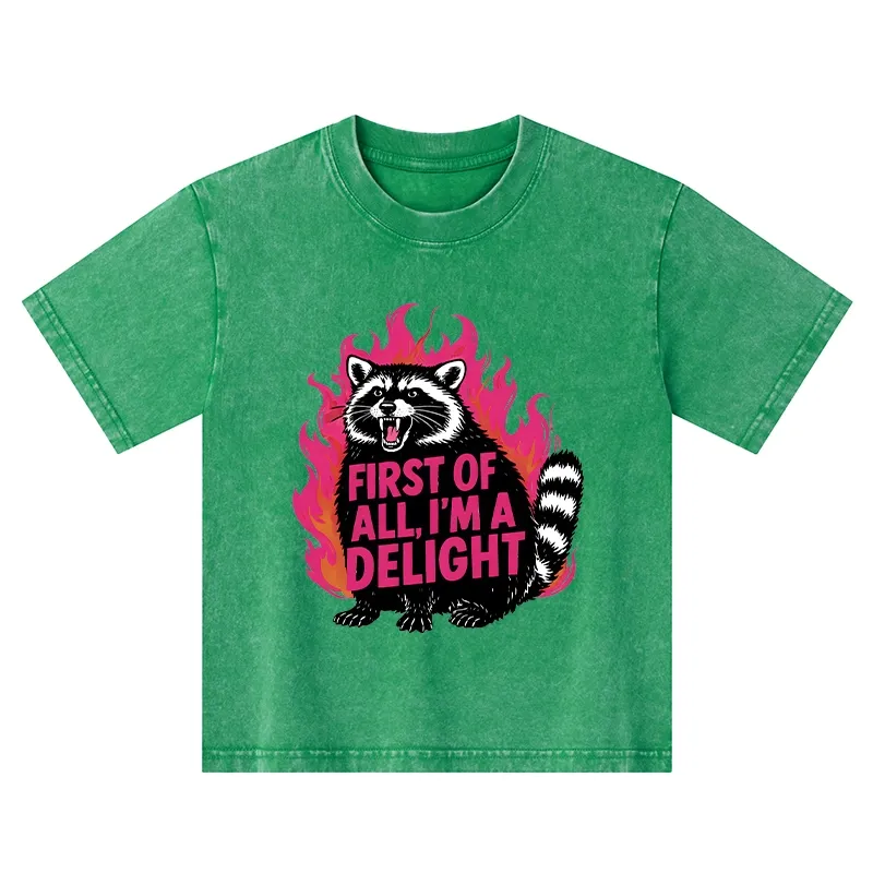 Tokyo-Tiger Angry Raccoon Funny Kids Washed T-Shirt