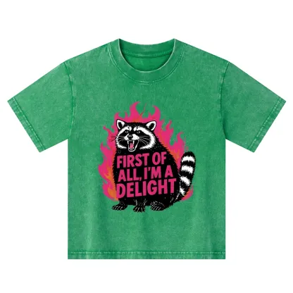 Tokyo-Tiger Angry Raccoon Funny Kids Washed T-Shirt