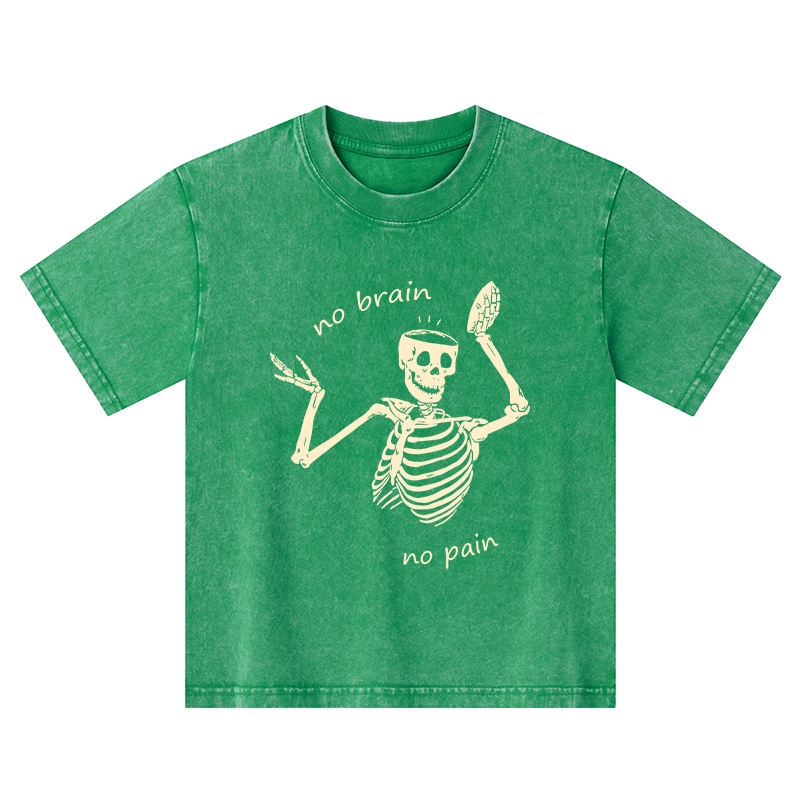 Tokyo-Tiger Skeletons Feel No Pain Kids Washed T-Shirt