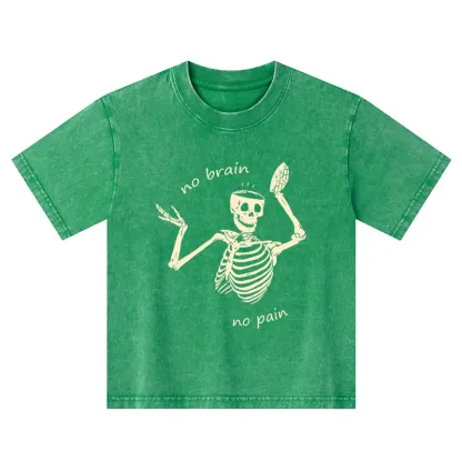 Tokyo-Tiger Skeletons Feel No Pain Kids Washed T-Shirt