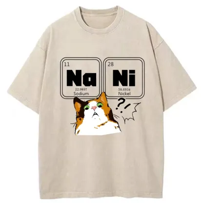 Tokyo-Tiger Funny NaNi Cat Washed T-Shirt