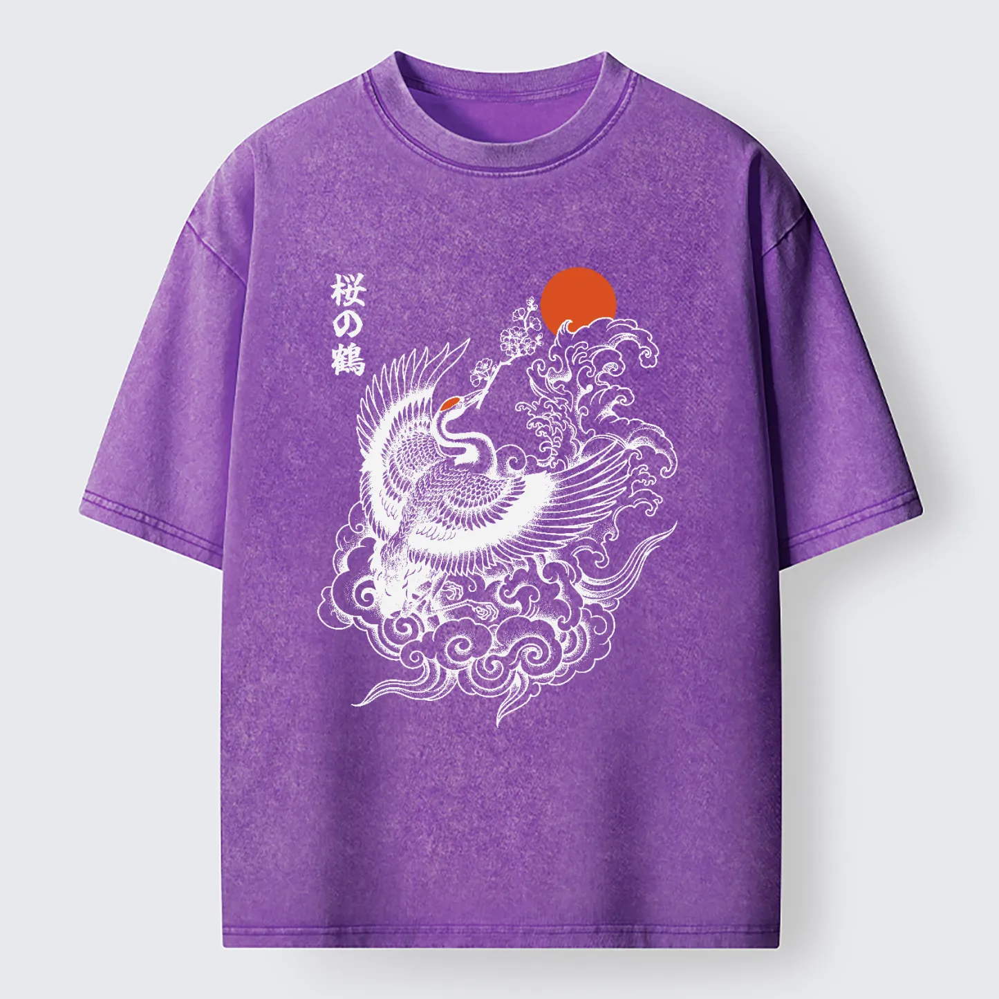 Tokyo-Tiger Sakura Crane In Flight Washed T-Shirt