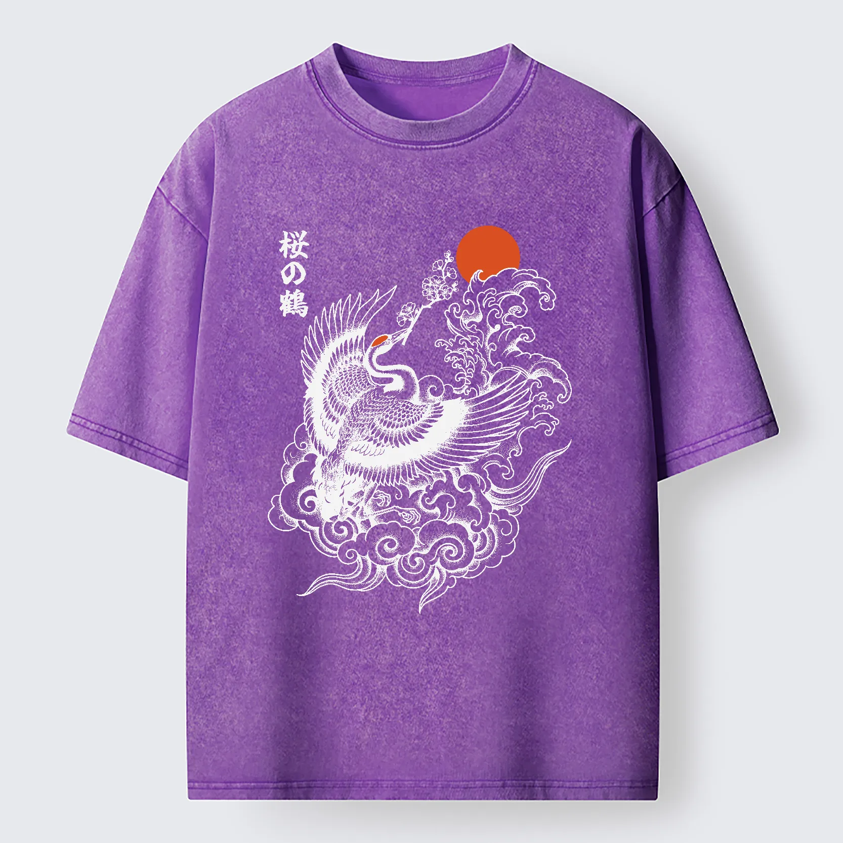 Tokyo-Tiger Sakura Crane In Flight Washed T-Shirt