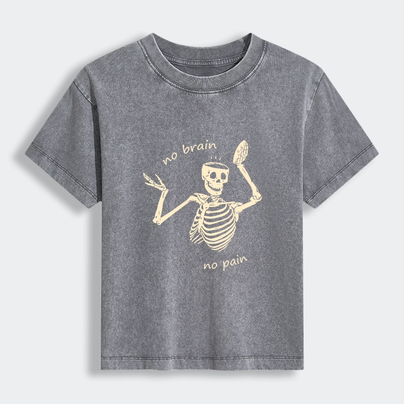 Tokyo-Tiger Skeletons Feel No Pain Women's Washed T-shirt