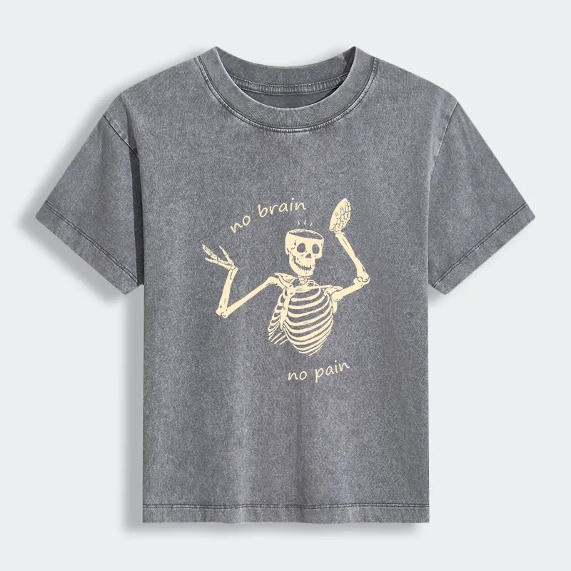 Tokyo-Tiger Skeletons Feel No Pain Women's Washed T-shirt