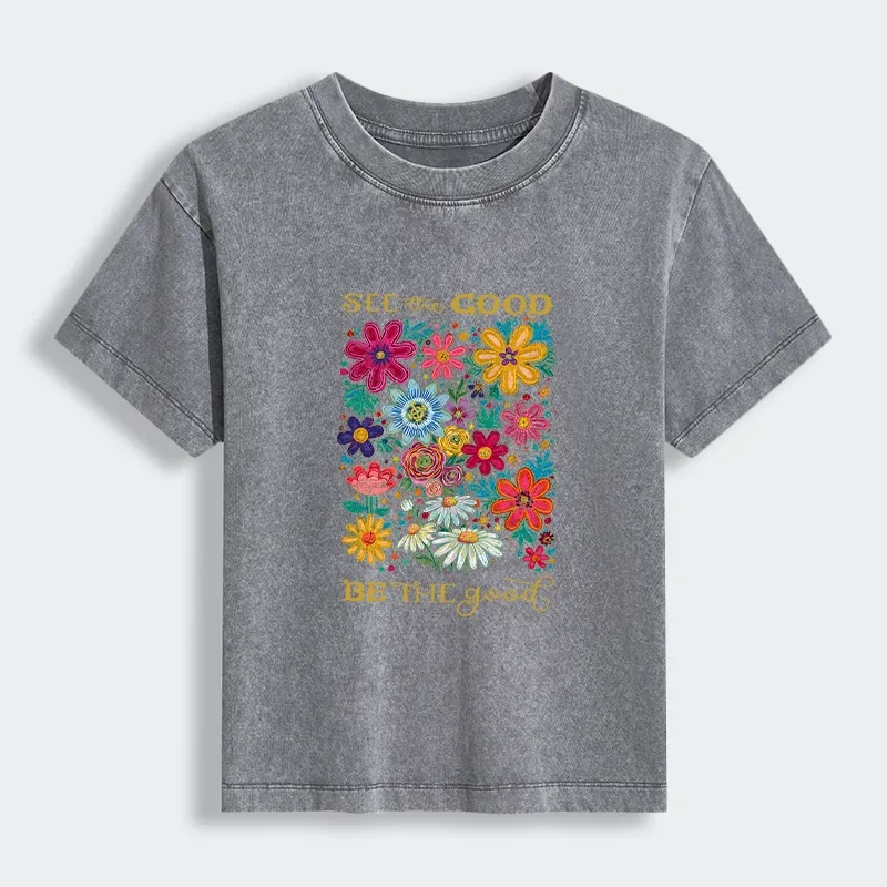 Tokyo-Tiger Flower：See The Good Be The Good Women's Washed T-shirt