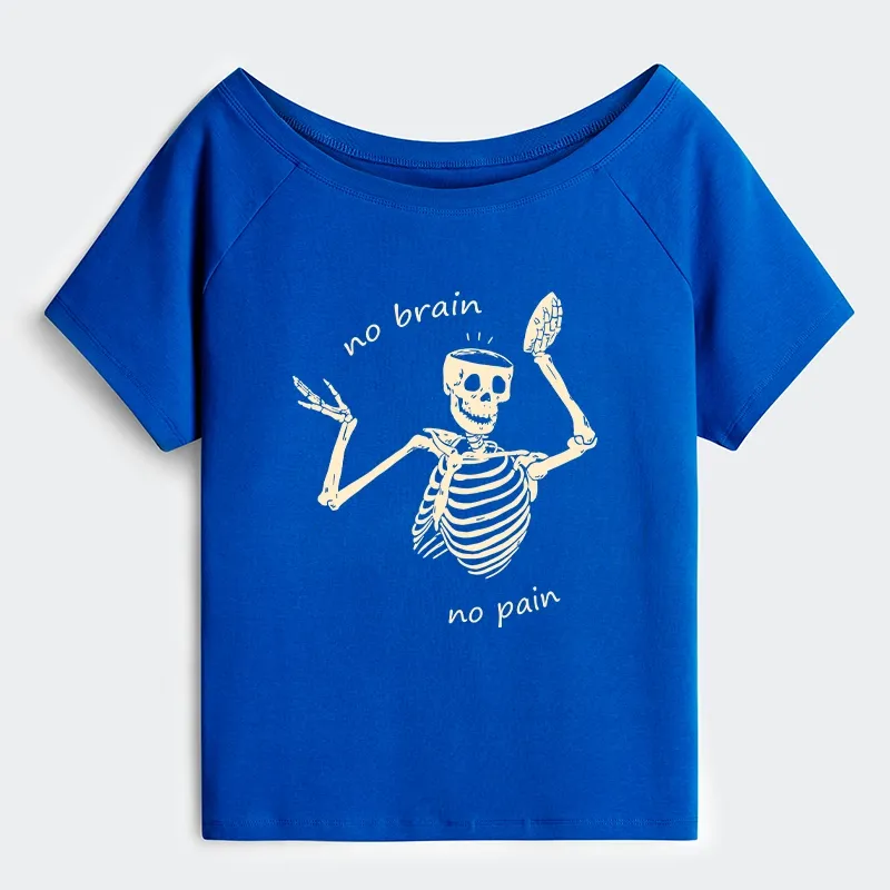 Tokyo-Tiger Skeletons Feel No Pain Off Shoulder T-Shirt