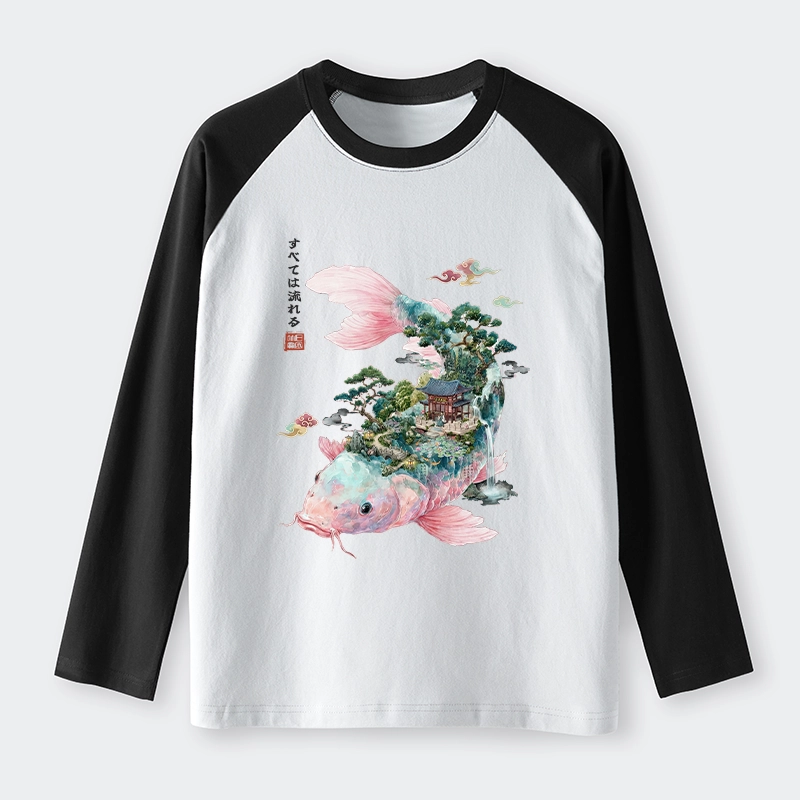 Tokyo-Tiger Journey Of The Flowing Koi Raglan Long Sleeve T-shirt