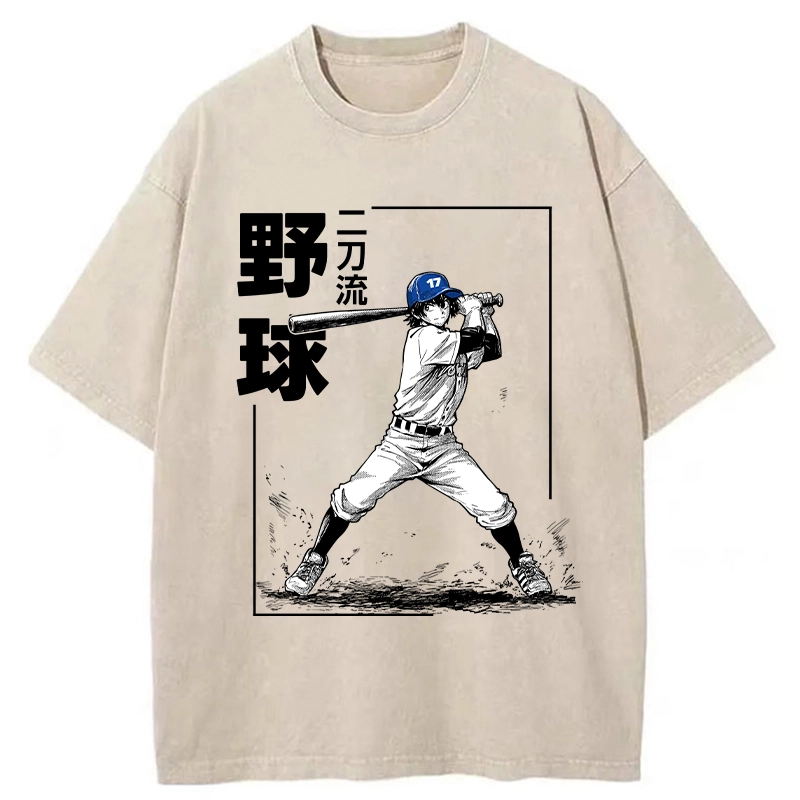 Tokyo-Tiger Two-way Baseball Player Washed T-Shirt