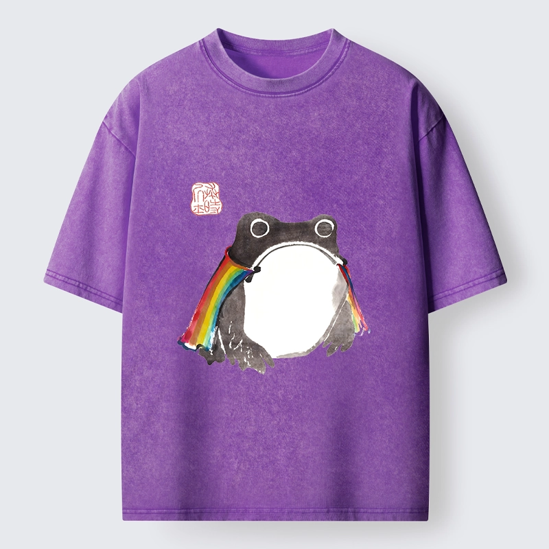 Tokyo-Tiger Pride Frog Cheerful Vibe Washed T-Shirt 