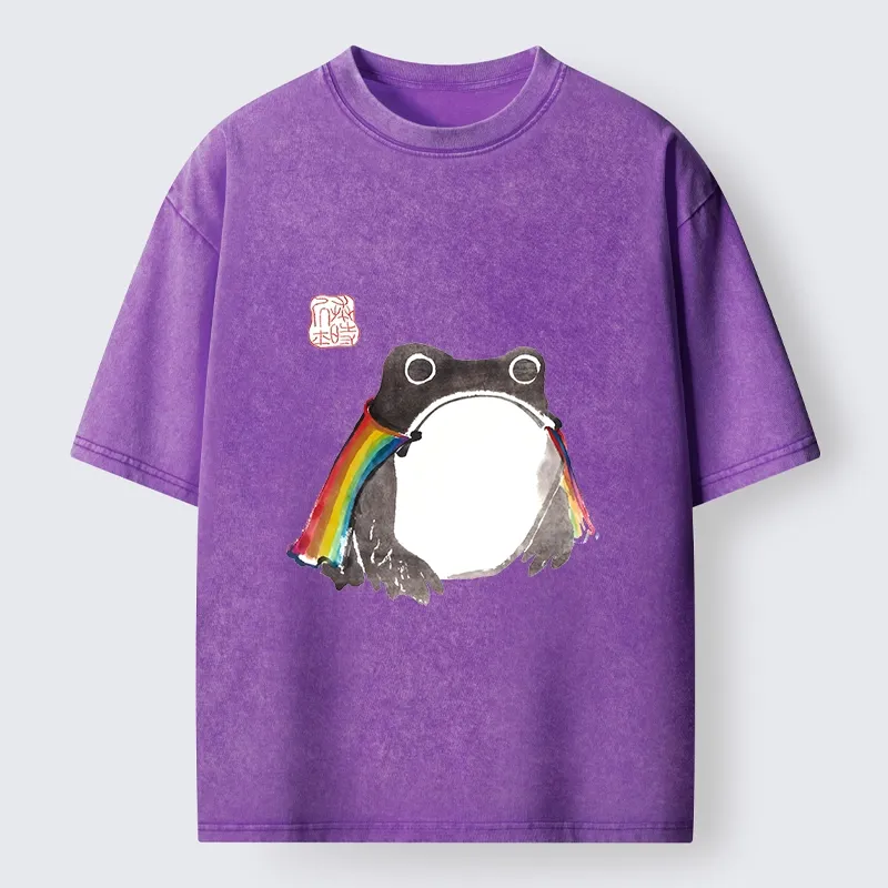 Tokyo-Tiger Pride Frog Cheerful Vibe Washed T-Shirt 