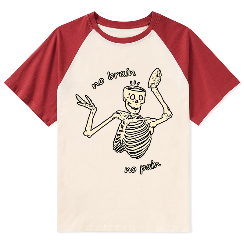 Tokyo-Tiger Skeletons Feel No Pain Raglan T-shirt