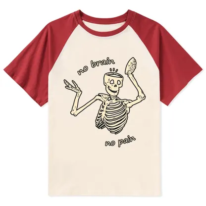 Tokyo-Tiger Skeletons Feel No Pain Raglan T-shirt