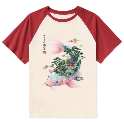 Tokyo-Tiger Journey Of The Flowing Koi Raglan T-shirt